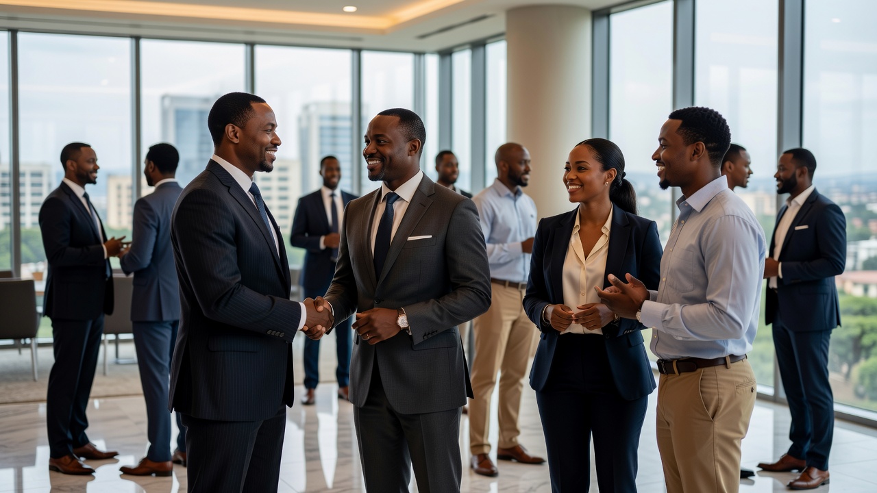 Professionals networking and collaborating
